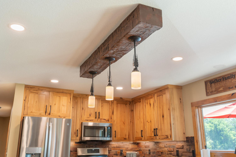 Kitchen lighting fixture installed by Iron River during remodeling