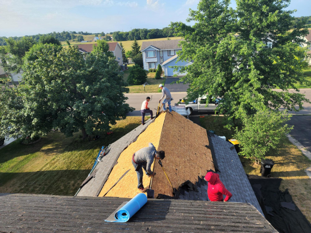 Shakopee, MN roof being repaired by Iron River Construction