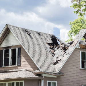 Fire damaged home.